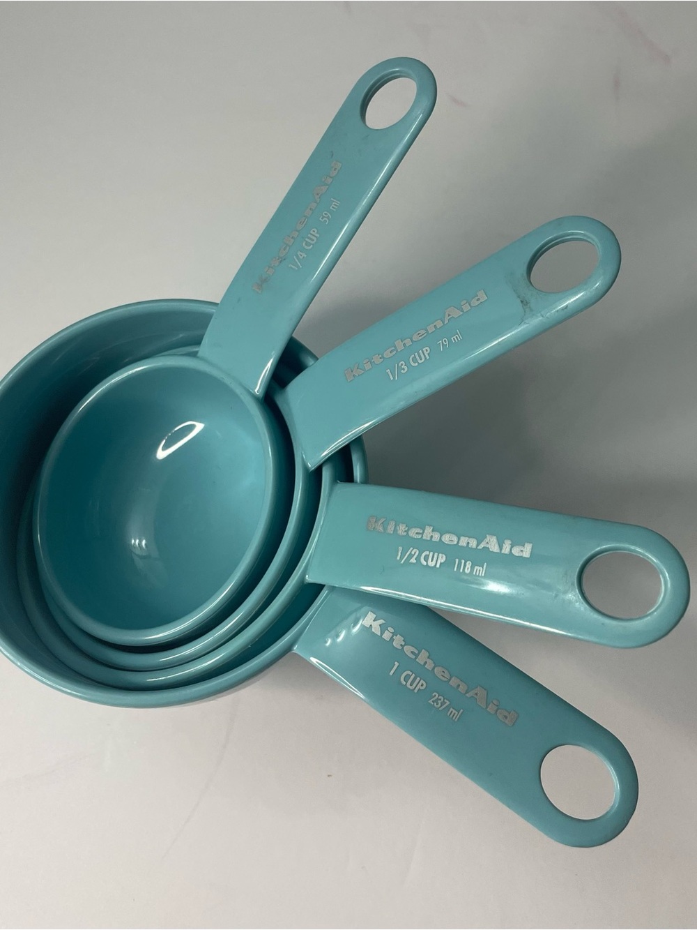 KitchenAid Aqua Blue Nesting Measuring Cups Set Teal